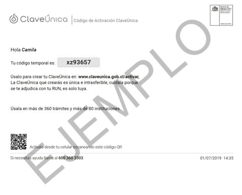 Ejemplo código Clave Única Ejemplo código Clave Única