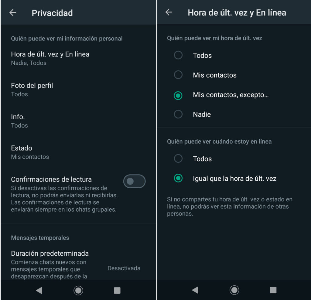 ¿Cómo configurar adecuadamente la privacidad y seguridad en WhatsApp 6 ultimavez-linea